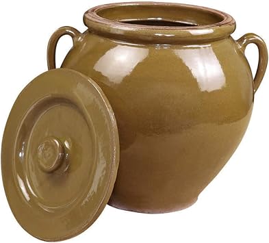 Amosfun Large-Capacity Ceramic Rice Storage Jar Lid Airtight Vintage-Style Canister for Kitchen Pickling Tank Spice Holder Suitable for Home Use