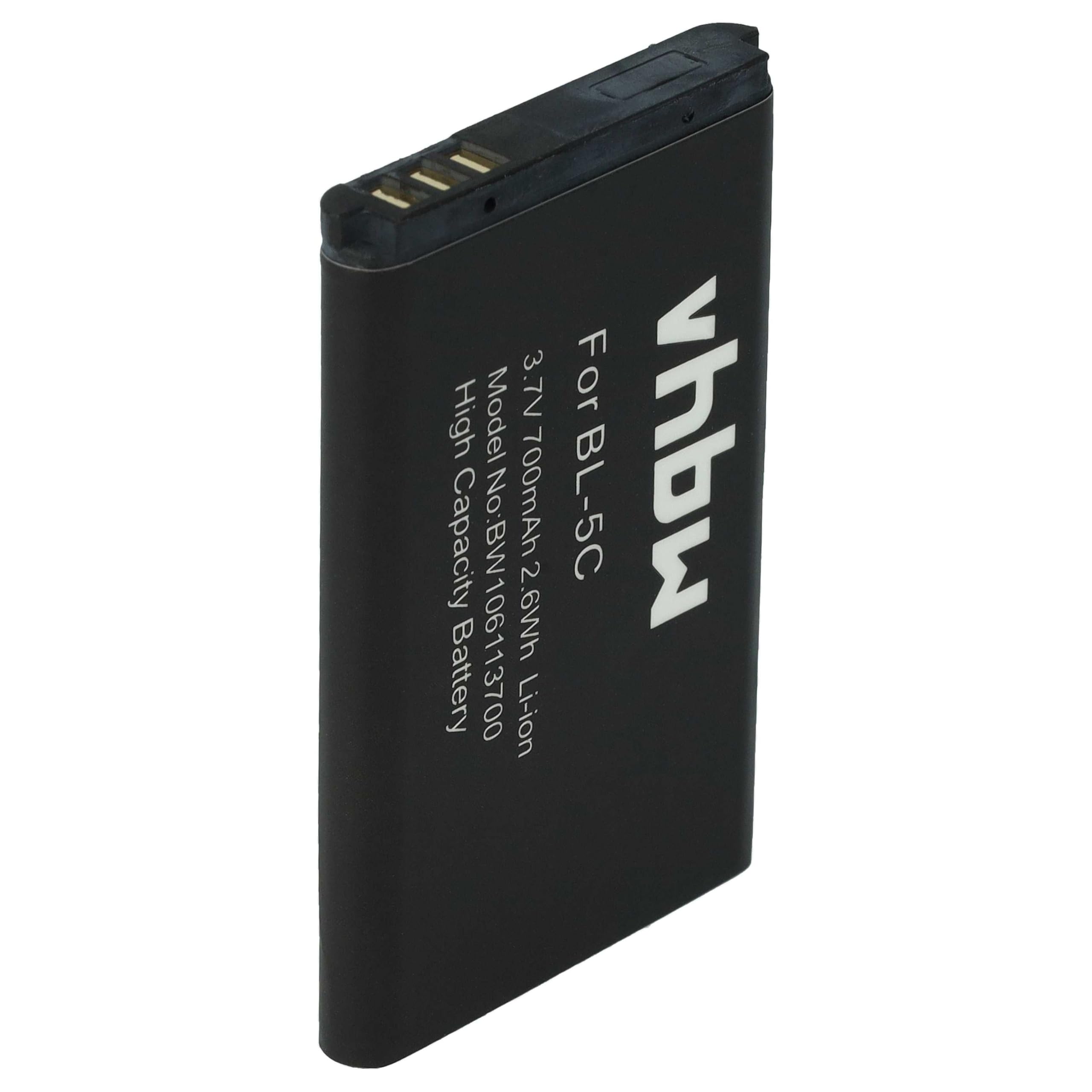 vhbw Akumulator kompatybilny z Swisstone BBM 300 | BBM 320, BBM 400, BBM 610, BBM 615, BBM 625 (700 mAh, 3,7 V, Li-Ion) zamiennik do BL-5C, możliwość ładowania