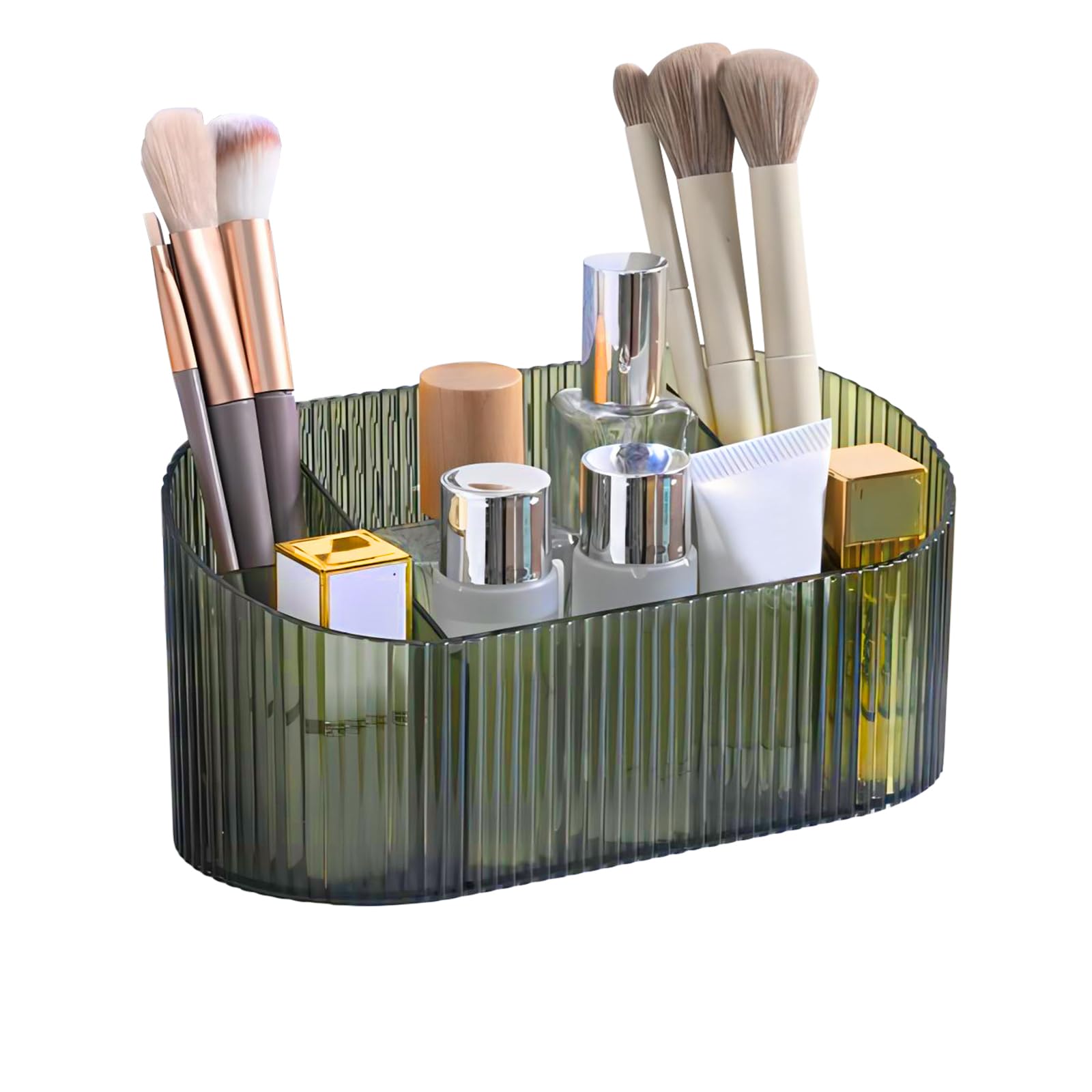 DASITON Capacity Makeup Brush Holder,5 Slot Makeup Brush Holder,Vintage striped Make Up Brush Holder,for Vanity Decor,Bathroom Countertops,Desk Storage Container,Cosmetic Display c image 6