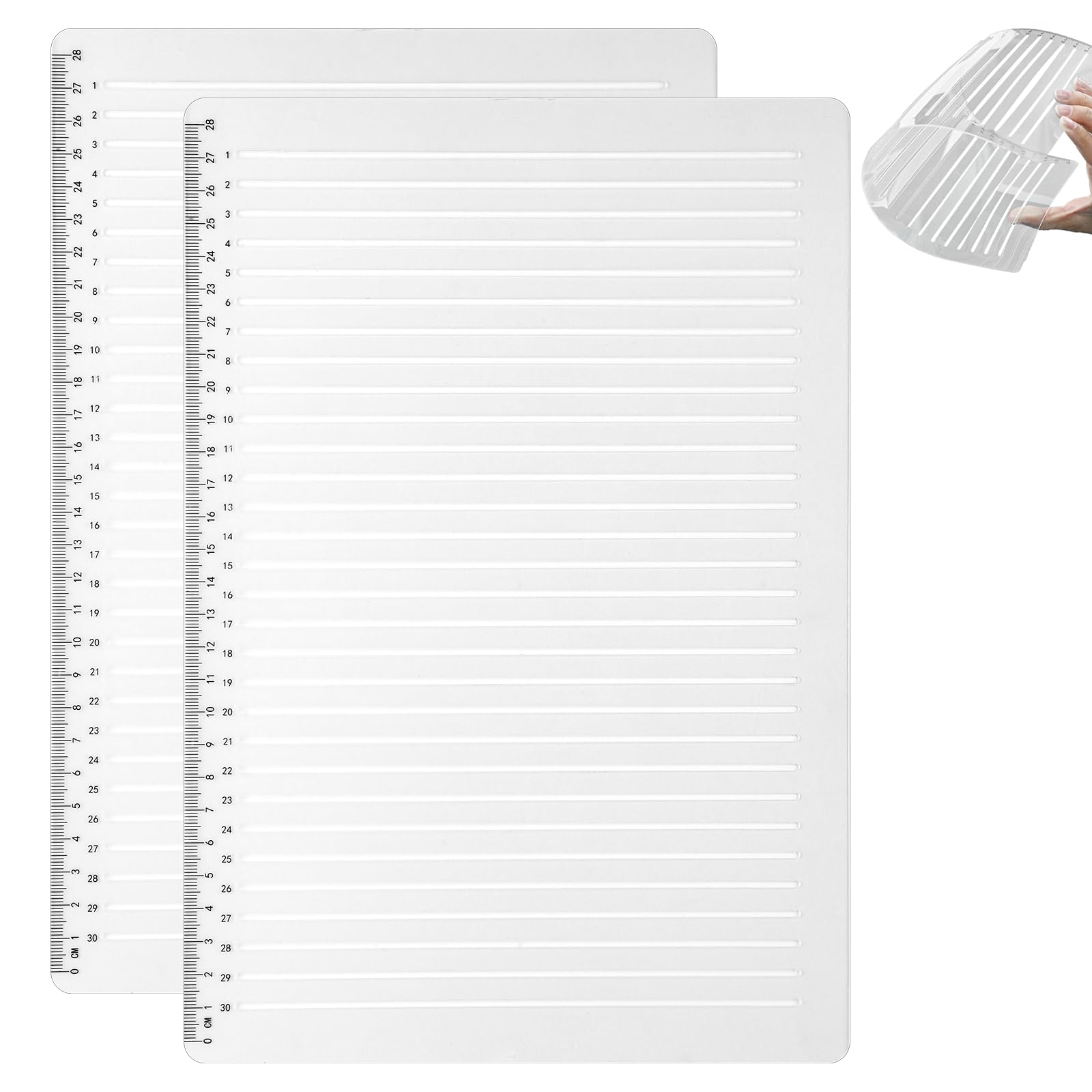 Mozeat Lens Straight Line Stencil 0.35inch Spacing Line Plastic Writing Guide Template Line Drawing Stencil Template for Journaling College Paper Line Rulers Scale Writing Ruler for Paper Card Aids