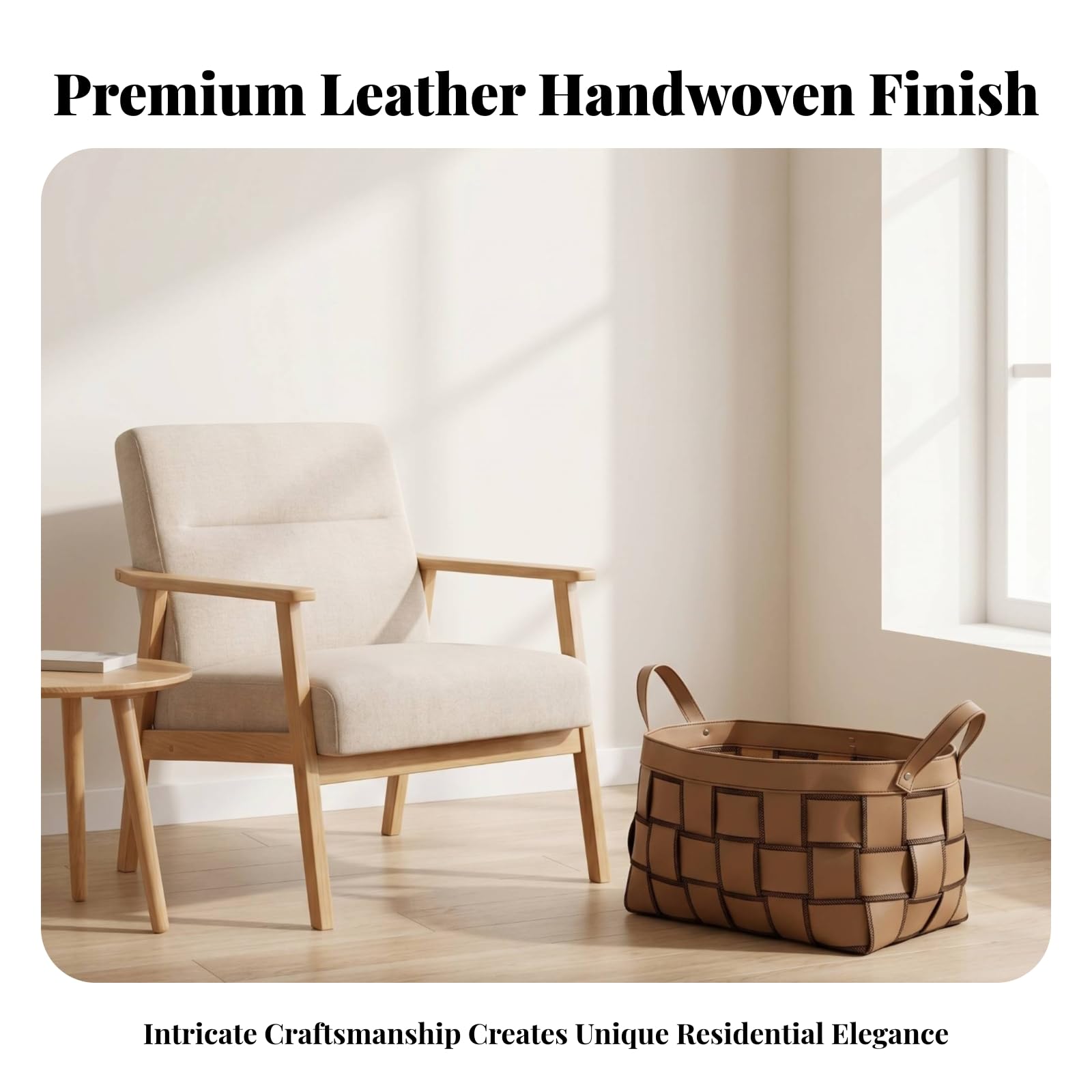 Aufbewahrungskorb Wäschekorb Korb Organizer Tragekorb aus PU mit Flechtoptik Und Kontrastnähten Offene Obenform für Wäsche Handtücher Spielsachen für, Braun, Klein