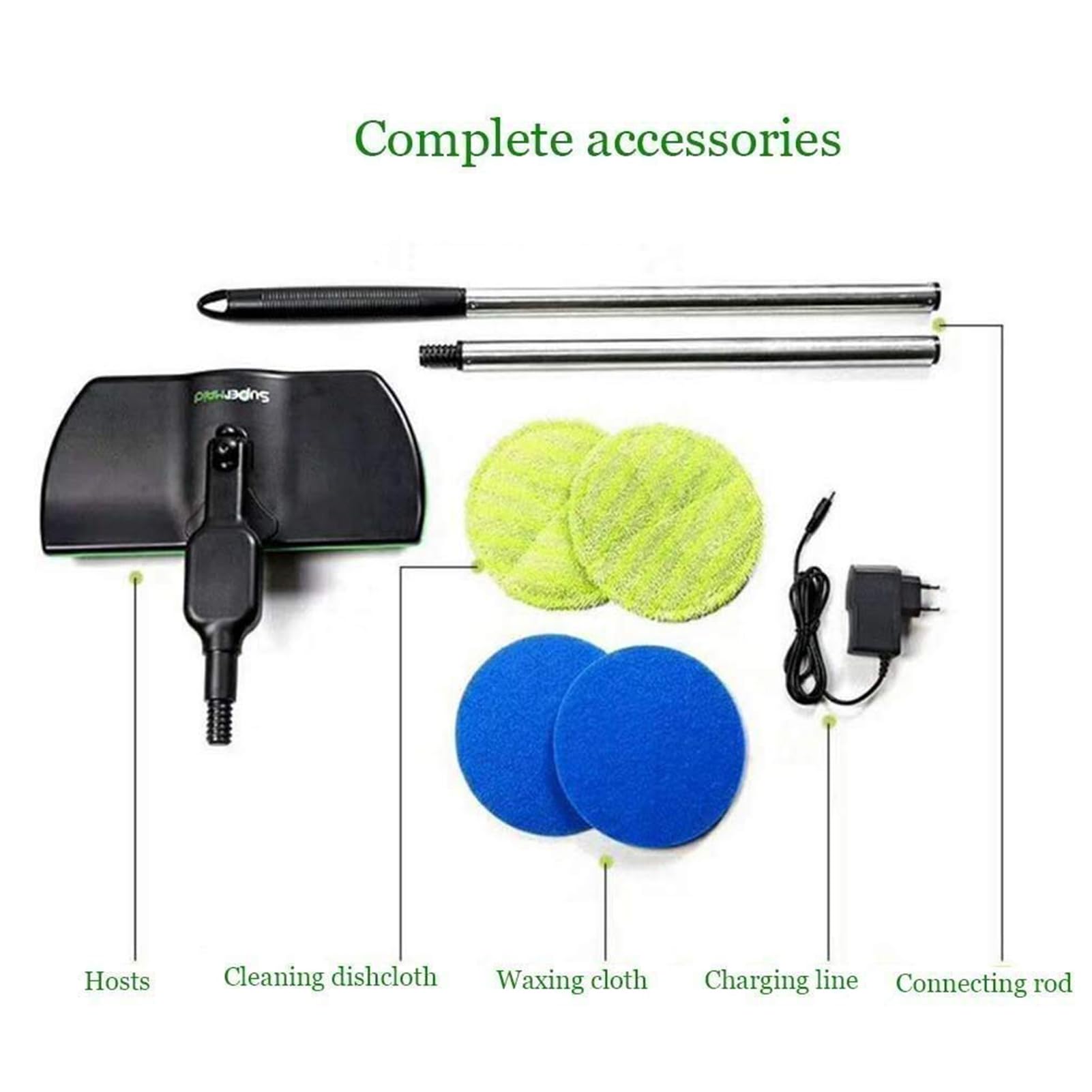 Mopa Giratoria Eléctrica de Limpieza,Mopa Spinning Recargable,Pulidora de Suelos con 2 Almohadillas Microfibra y 2 Almohadillas Pulido para Cualquier Superficie Dura