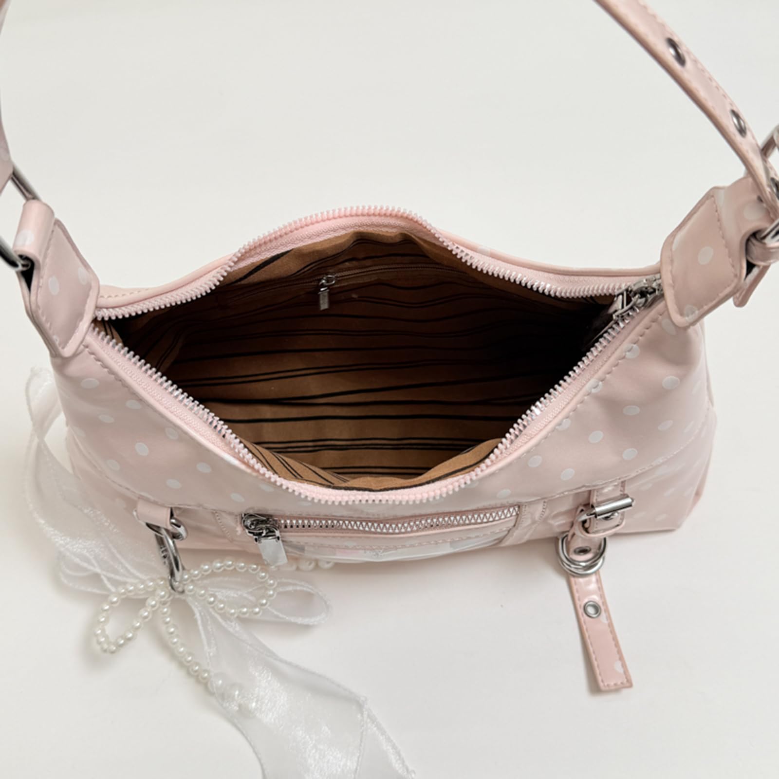 Bolso vintage lunares de piel sintética para mujer, bandolera de viaje