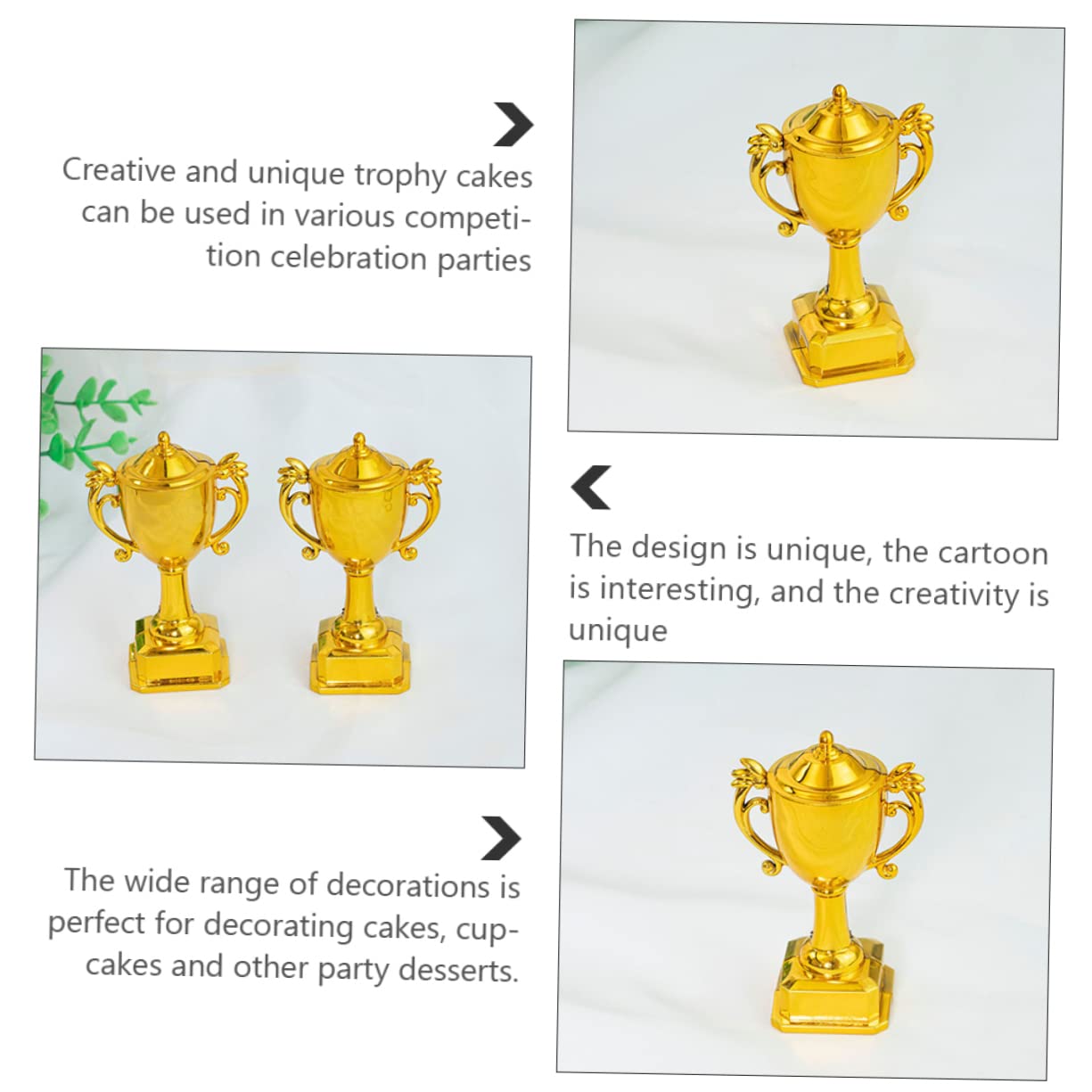 HONMEET Trophy Shaped Cake Topper Gold Mini Trophy Cupcake Picks for Competition Celebration Party Decorations 3.35X1.97 Inch Non-Edible - Image 3