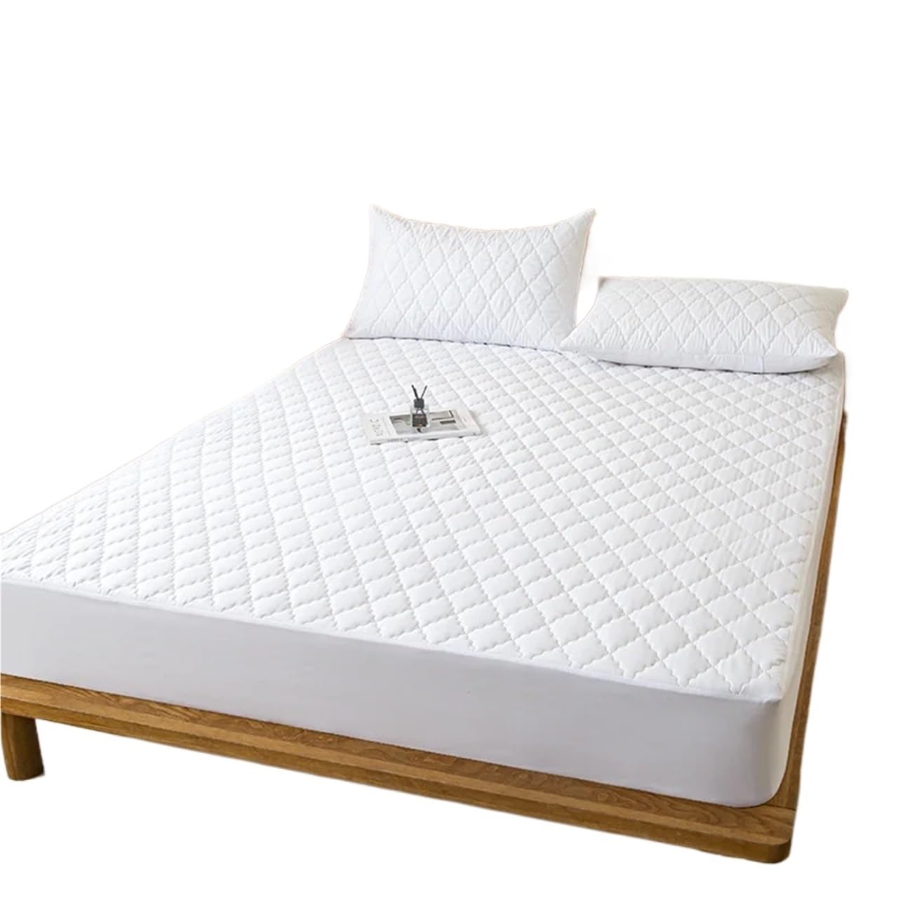 WAJJWI Mattress Cover Waterproof Cotton Mattress Cover, Mattress Cover, Bed Replacement Protector, Single, Double, Muti Size Bed Sheets(No Pillowcase)(White,Queen 152x203x36cm)