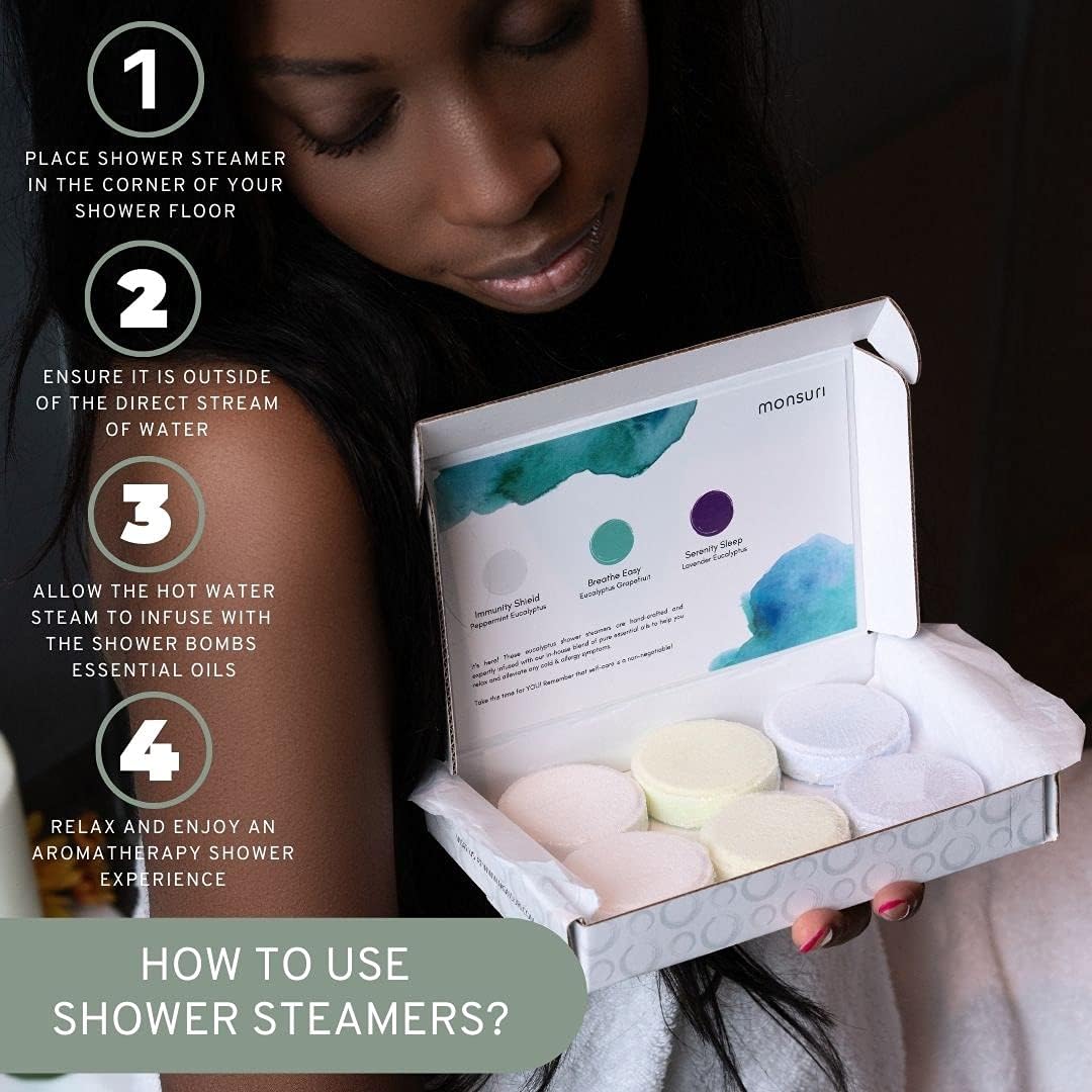 Shower Steamers Eucalyptus Shower Bombs: Our Menthol Shower Tablets Work Great as Sinus Shower Steamers for Congestion, Shower Breathing Tablets or as an at Home Spa Shower Aromatherapy Steamers.