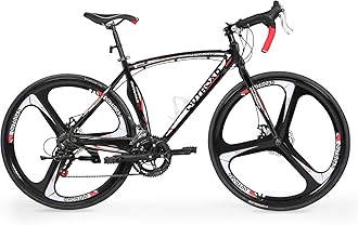 Road Bike 14-21Speed 700C Wheel with Light Aluminum Alloy Frame Commuter Bicycle with Dual Disc/V Brakes for Women and Men Black,White,Blue,Red