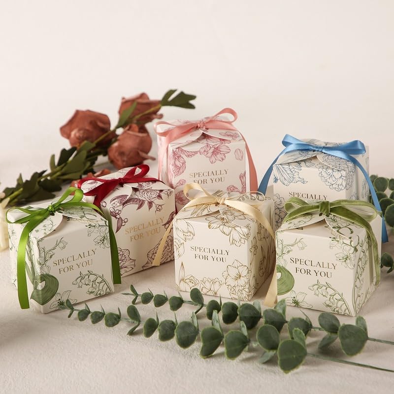 20/50/100pcs Scatole Regalo Dolci quadrate Bomboniera Bomboniera Scatola di imballaggio per Decorazione Festa di Compleanno di Natale per Gli Ospiti
