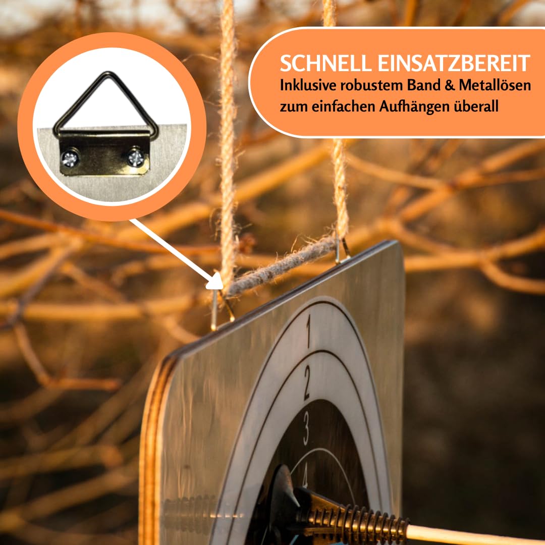 FLITZEBOGEN Kinder Zielscheibe aus Holz 44 cm – für Saugnapfpfeile, 5 Farbzonen & 10 Wertungsringe, glanzlackiert, mit Aufhängung, nachhaltig & robust
