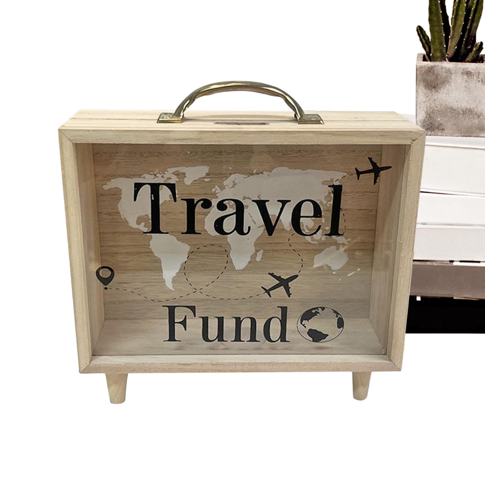 Savings Box For Cash - Wood Coin Bank Cash Saver With Transparent Window,Countertop Cash Savings Box For Couples Boys Kids Youth Family Friends