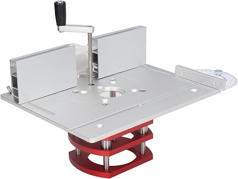 Router Lift with Top Plate, Router Lift Lifter Bracket Router Insert Plate Router Thread Router Lifting Base Woodworking Slotting Trimming Chamfer Table Top Silver
