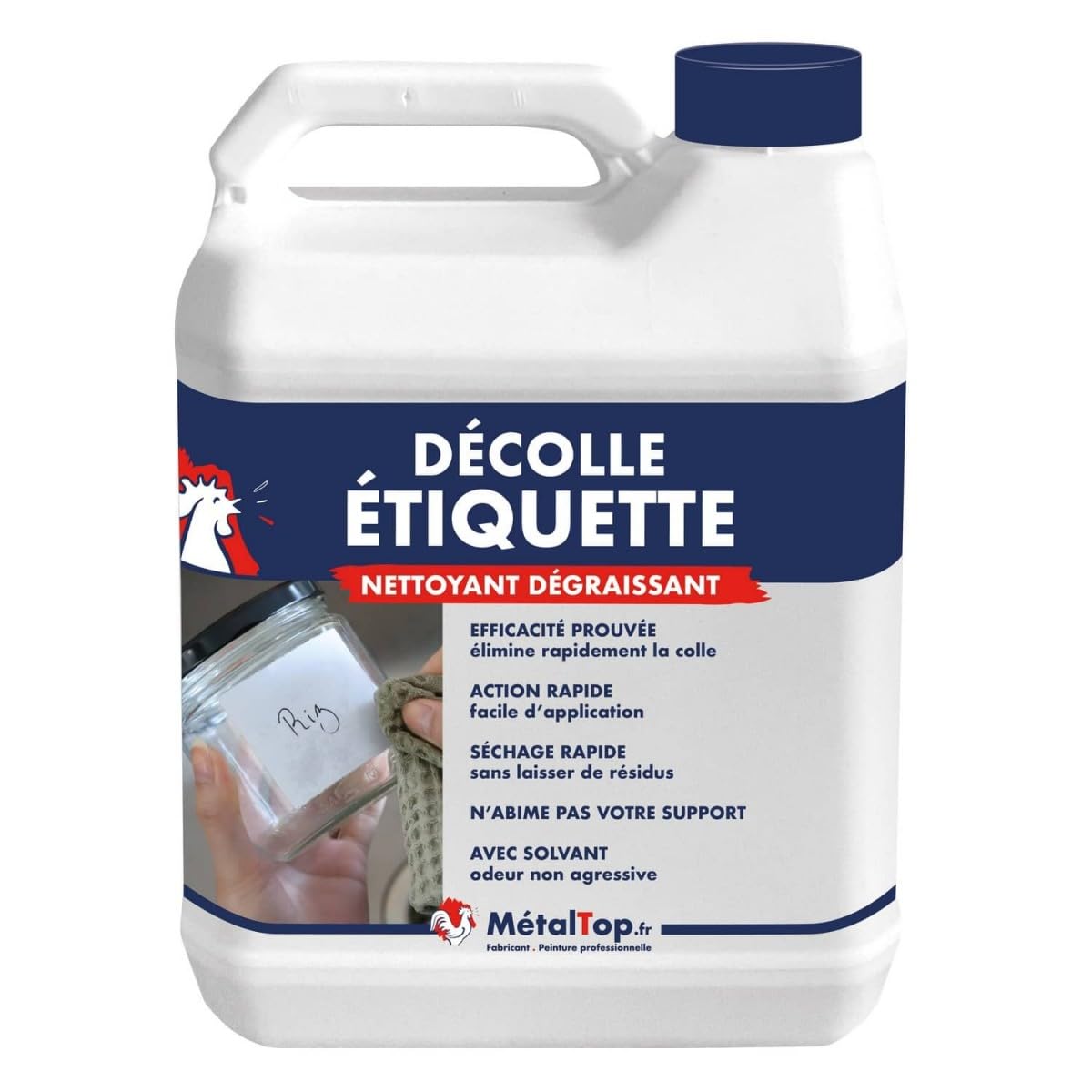 Metaltop - Decolle Etiquette - 1 L - Elimine colle, autocollants et résidus adhésifs sans laisser de traces