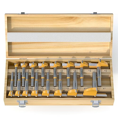 Miniatura 2 de FivePears Juego de 16 brocas Forstner, abridor de sierra de agujero de madera con punta de carburo, abridor de agujeros, cortador de agujeros para