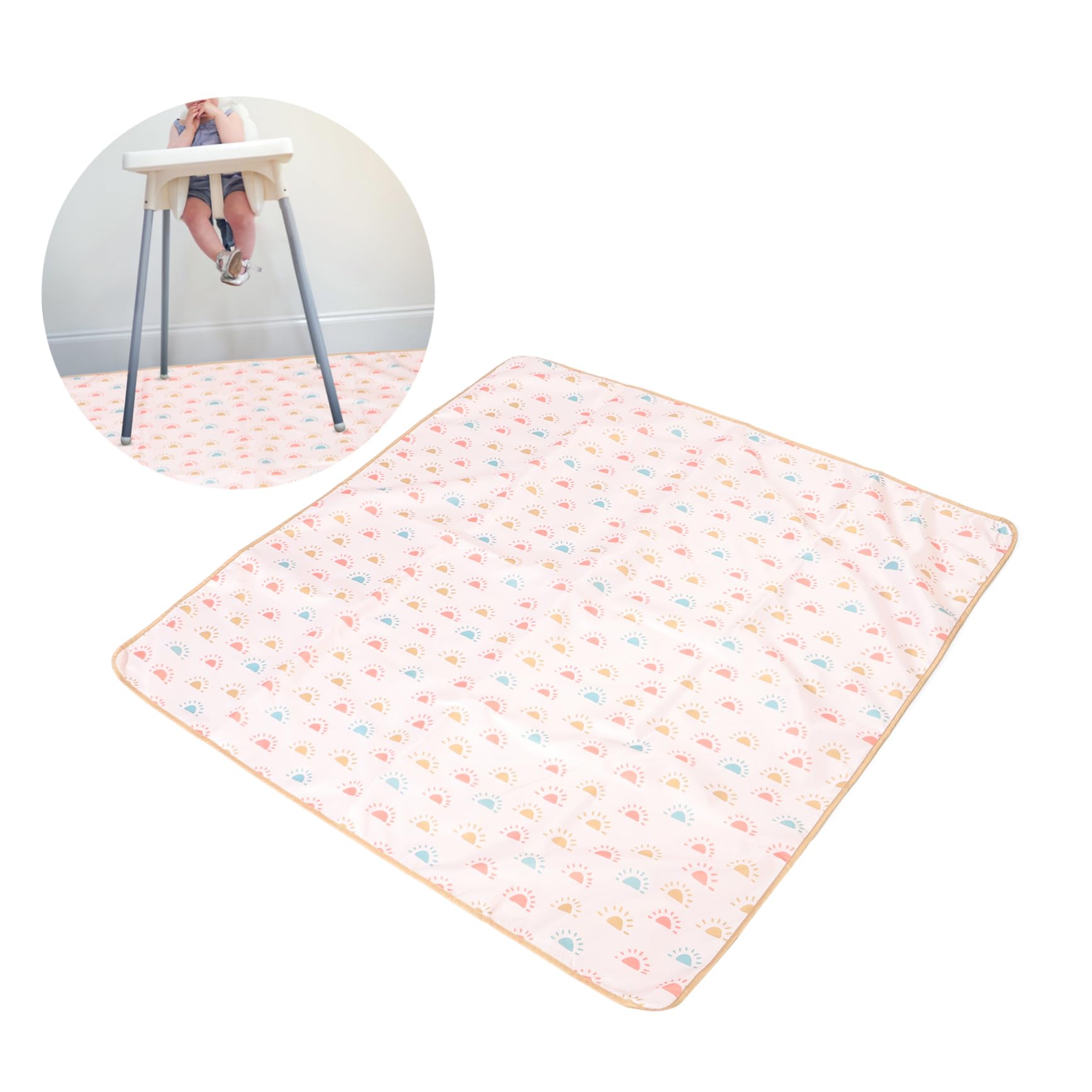 Tapis de Chaise Haute Antidérapant pour Bébé, Pliable, Polyester