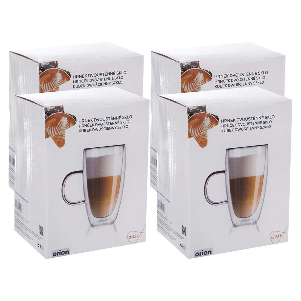 orion group Thermogläser 4 Stück Kaffeegläser Doppelwandig Doppelglas | Teeglas Kaffeeglas Doppelwandiges Doppelwandige Teegläser Thermo Gläser Thermoglas für Kaffee Tee macchiato 430 ml