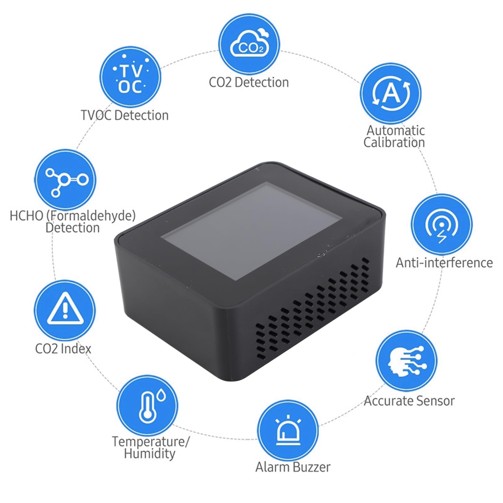 Monitor della qualità Dell'aria Interna Rilevazione in Tempo Reale Display LCD Monitor Accurato della CO2 Tester di umidità della Temperatura TVOC HCHO