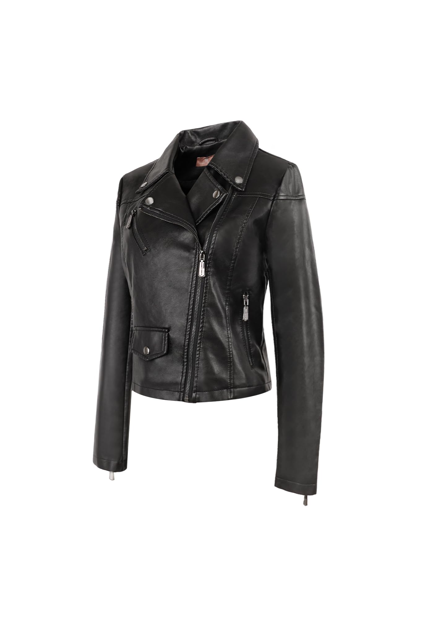 QUEEN HELENA Chiodo Giacca in Ecopelle Giubbino Corto Borchiato Giacchetta Biker Comoda Casual Leggera Donna Y3005