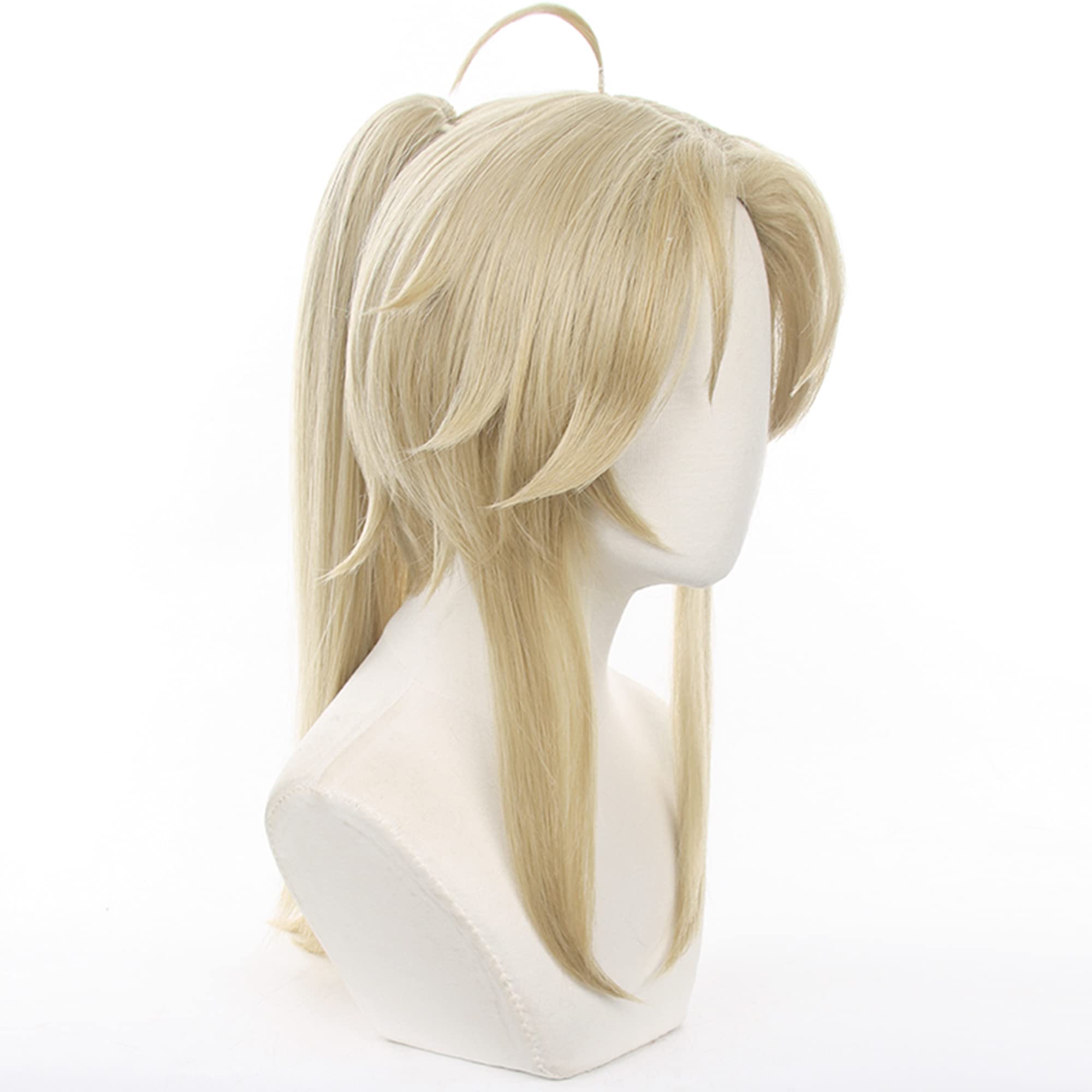 Blonde Long with Ponytail Sideburn Heat Resistan Synthetic Hair Wigs for Unisex Adult Women Men Halloween Christmas Anime Cos Party Replacement Wigs - Image 4