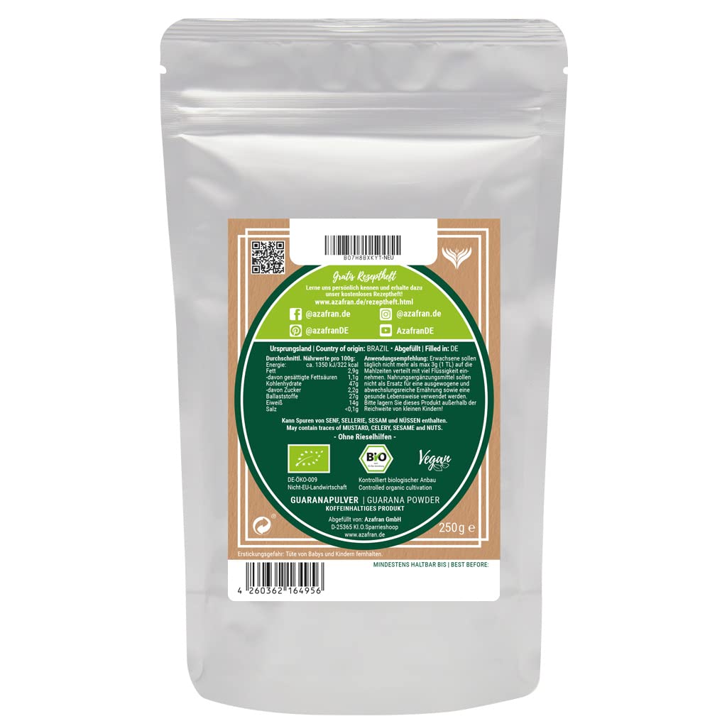 Azafran BIO Guarana Pulver ohne Zusätze 250g