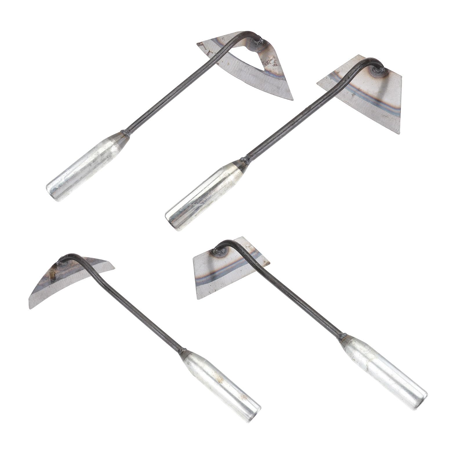 ABOOFAN Azadas de Mano de Acero, Azada Pequeña para Jardinería y Deshierbe, 4 Piezas, 3 Estilos, para Hacer Zanjas y Cultivar Huertos