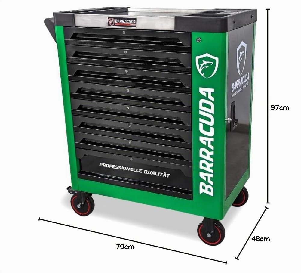 Barracuda Tools Servante d'atelier 7 tiroirs outillés - Rock Pro+ Green
