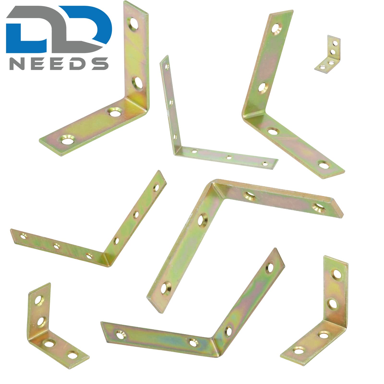 D2D | 50 Stück - Stuhlwinkel - Größe: 120 x 120 x 20 mm - Stärke: 5 - gelb verzinkt - Balkenwinkel - Möbelwinkel - Made in Germany