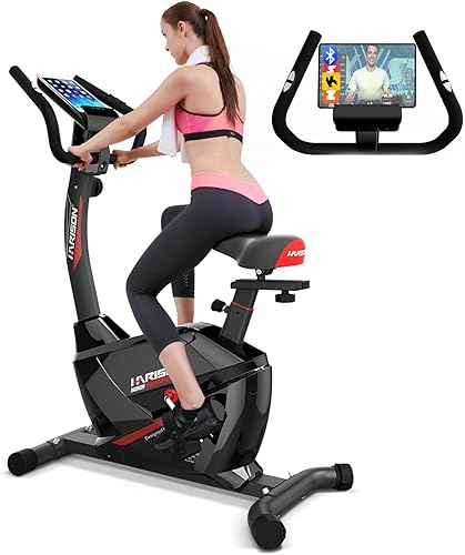 HARISON Bicicleta estática magnética con Bluetooth, bicicleta estática vertical para el hogar, capacidad de 350 libras