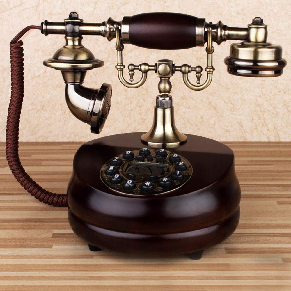 Telefon stacjonarny w stylu retro, telefon w stylu retro, staromodny telefon stacjonarny z obrotowym przyciskiem do wybierania numeru, wyświetlacz identyfikatora dzwoniącego (wybieranie obrotowe)