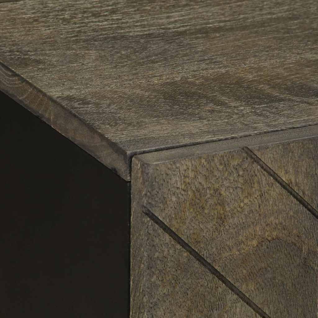 Hothingwell Mobile Porta TV Nero 105x33x46 cm in Legno Massello di Mango con Ripiani e Piedini in Metallo