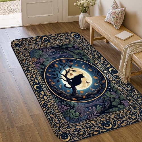 Alfombra de área para gatos en salón o dormitorio con diseño rústico de luna 2