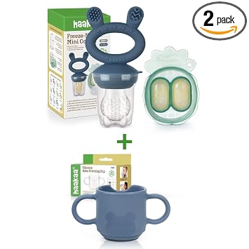 Haakaa Silicone Baby Fruit Food Feeder & Toddler Cup Combo
