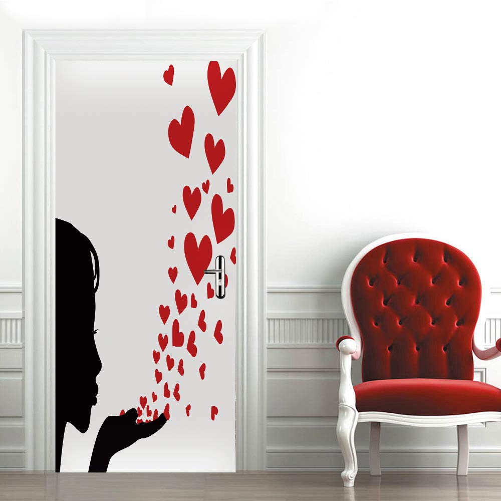 Sticker Porte Mural pour Salon et Chambre | Poster Trompe l'œil 3D Amour 83x204