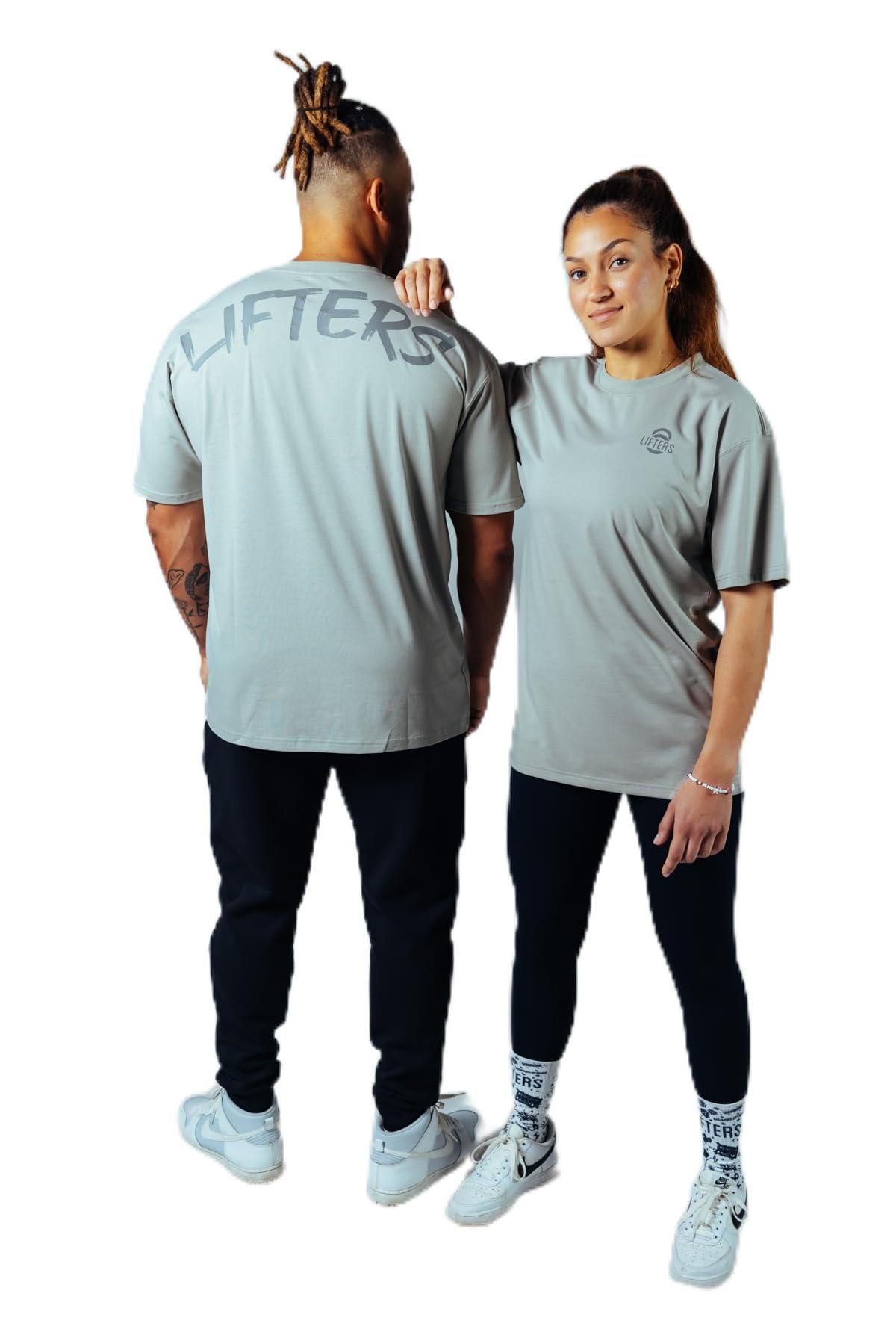 Curvado de Gran tamaño Camiseta, Grey, Large Unisex