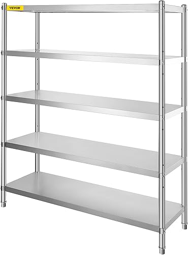 Miniatura 9 de VEVOR Estantería de almacenamiento, estantería de almacenamiento de 5 niveles, estante de garaje de acero inoxidable, estantería de almacenamiento