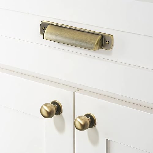 Miniatura 6 de khtumeware Paquete de 20 tiradores de latón cepillado envejecido de 6 14 pulgadas (6.299 in) para gabinetes de cocina, tiradores de muebles para