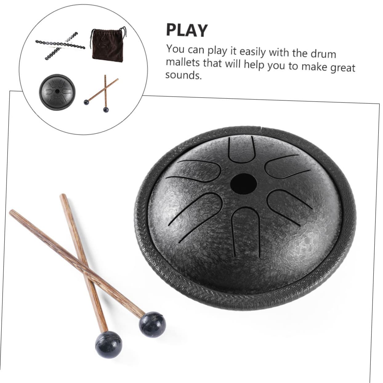 Yardwe 1Set Steel Tongue Drum Notes Percussion Instrument for Music Education Meditation and Healing Includes Drum Mallet for Beginners