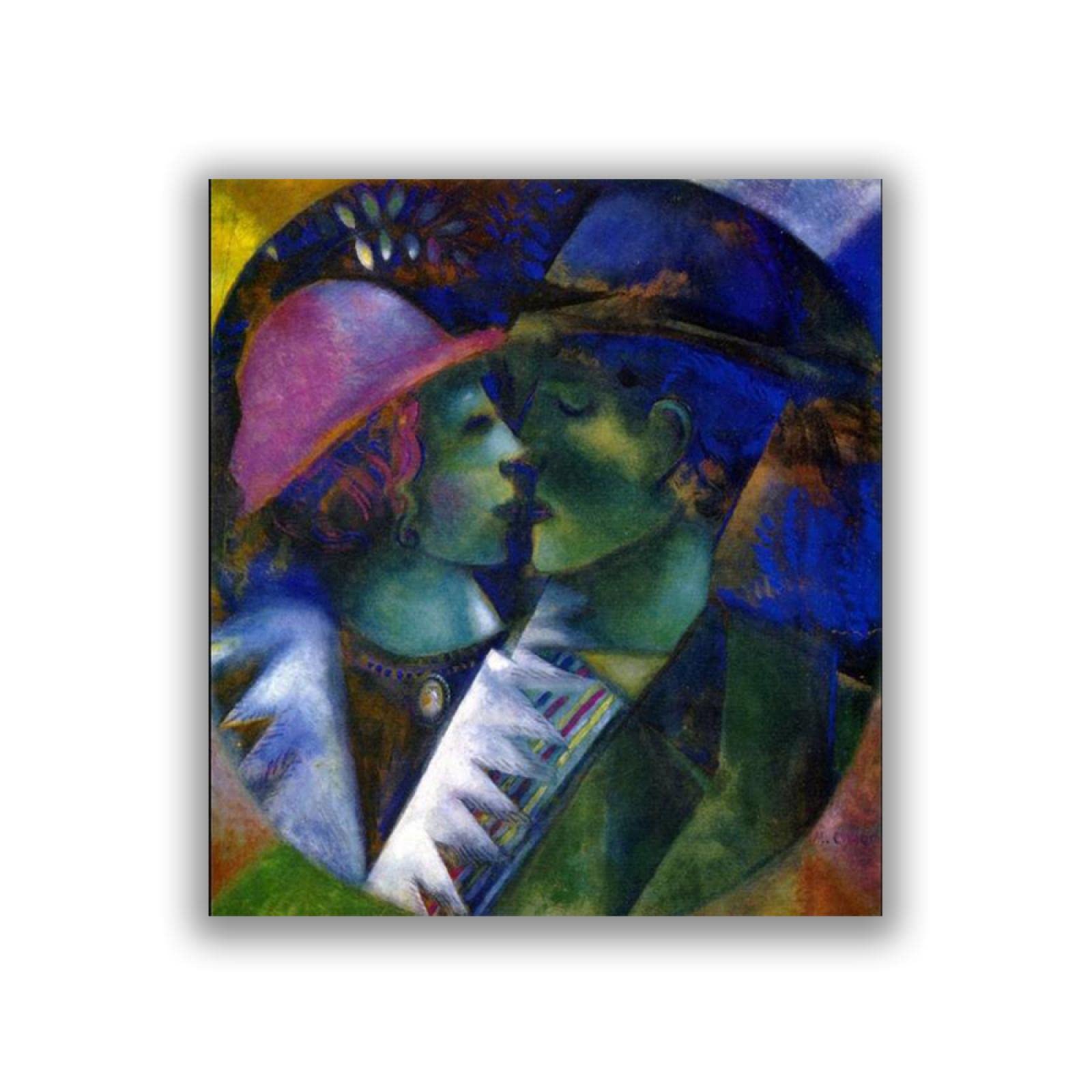 Amazon.co.jp: マルク・シャガール-有名な絵画の版画-緑の恋人-複製の