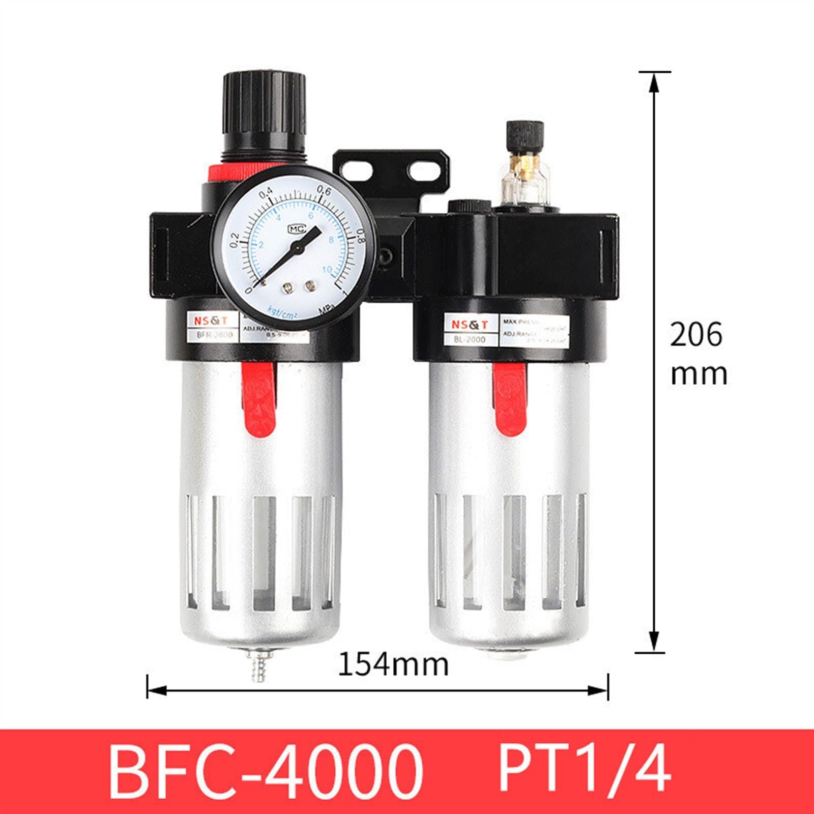 Procesador de Aire BFC2000 Válvula Reductora de presión neumática Válvula reguladora Filtro Separador de Aire, Aceite y Agua BFC3000 4000(BFC2000)