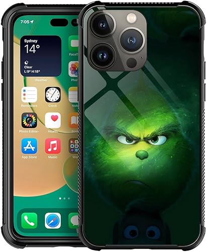 DJSOK Funda compatible con iPhone 14 Pro Max, funda verde con diseño de cara seria para iPhone 14 Pro Max para hombres y mujeres, funda protectora