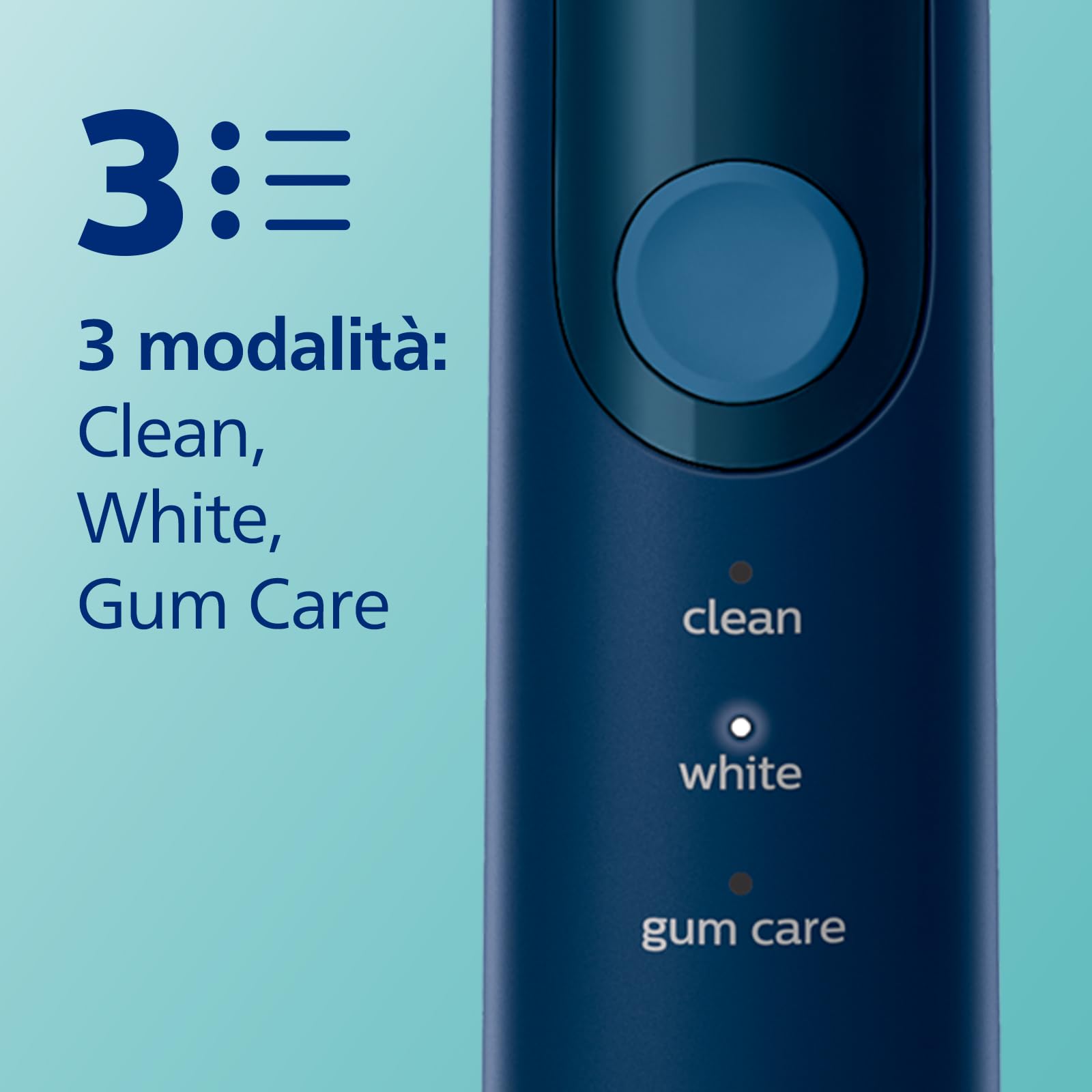 Philips Sonicare ProtectiveClean 5100 spazzolino elettrico, spazzolino sonico con 3 modalità di spazzolamento, sensore di pressione, timer e custodia da viaggio, bianco e blu, HX6851/34
