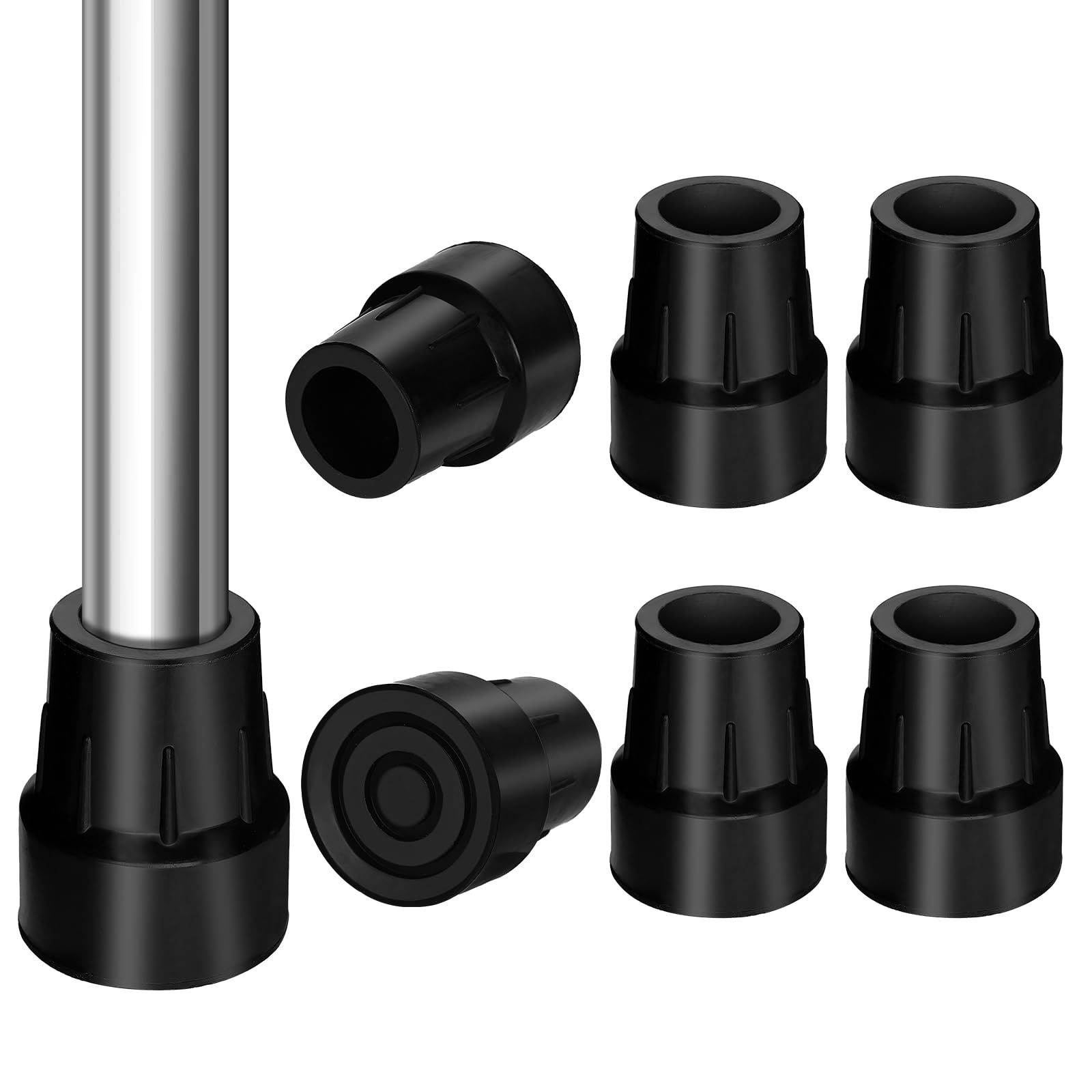 AUYAO Embouts de Canne de Marche 23mm, 6PCS Embout de Canne Antidérapant en Caoutchouc, Embouts de Béquille Rechange pour Cannes de Marche, Bâtons de Randonnée, Béquilles pour Personnes âgées