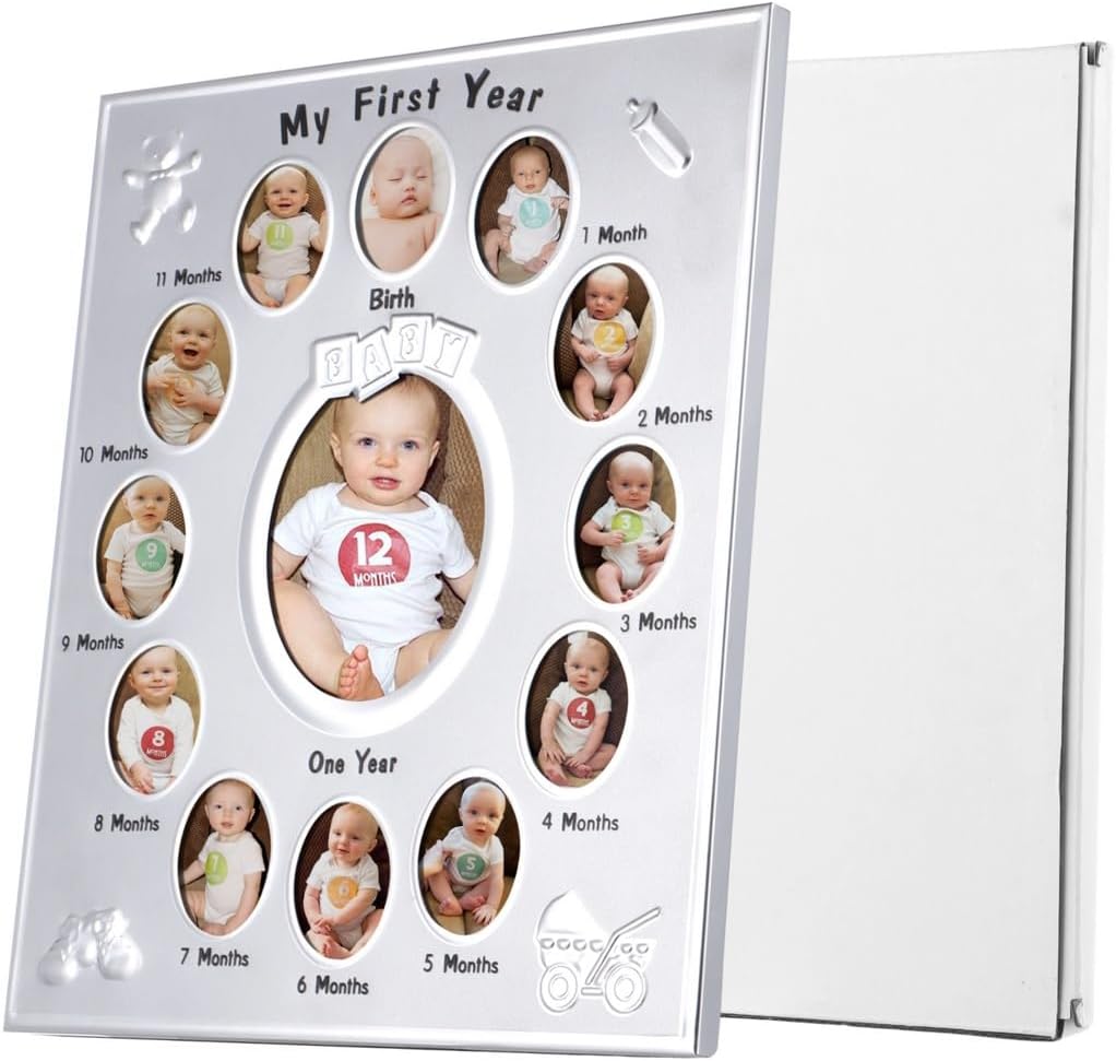 Oval Shaped Baby Milestone Photo Frame, Keepsake Frame For Baby'S First Year, Perfect For New Parents, One-Year-Old Memory Keeper