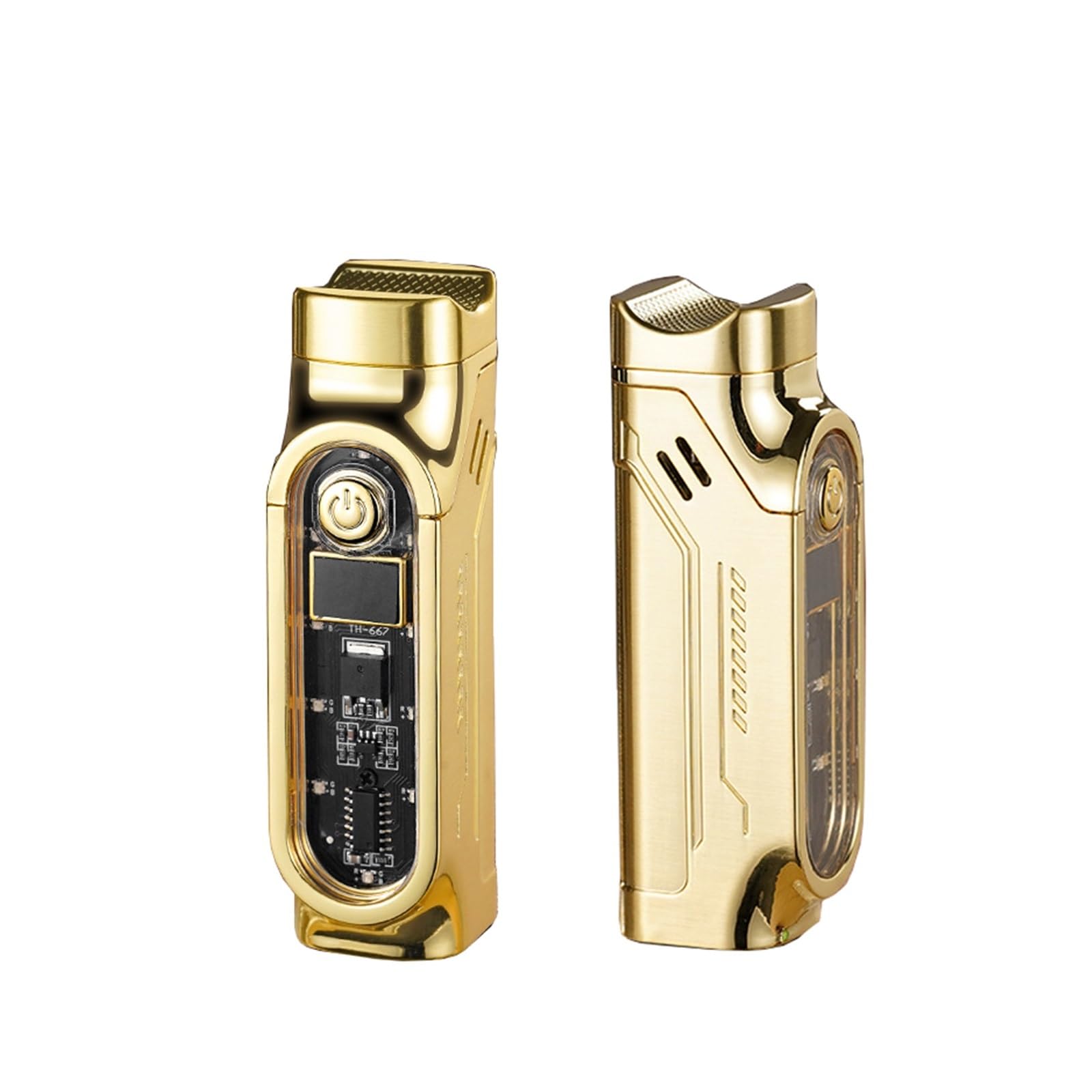 Encendedor de butano de metal con triple llama premium y encendido inteligente por inducción