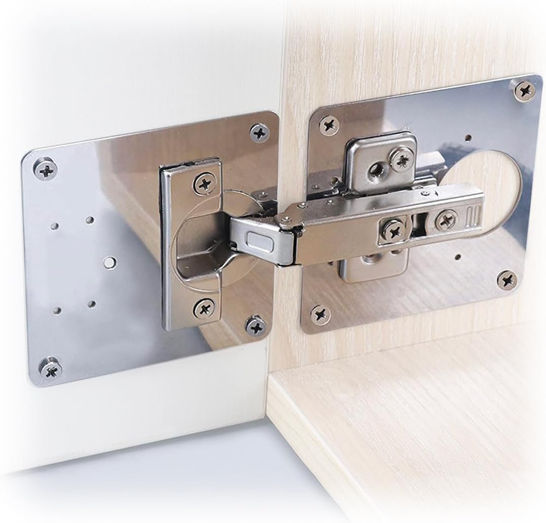 Repair Kit Hinges with 16 Brackets and 64 Screws in Reinforced Stainless Steel for Doors, Doors and Furniture - Easy and Durable Assembly for Secure and Durable Fixing