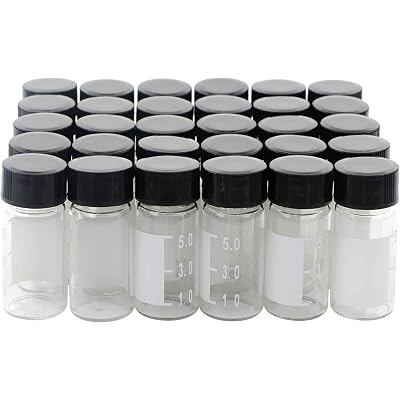 Kesell 10-Pack 5ml (0.17oz, 1.35dram) Glass Vials with Screw Caps | Borosilicate Glass, Clear, Graduated, Labeled | Small Vials for Samples
