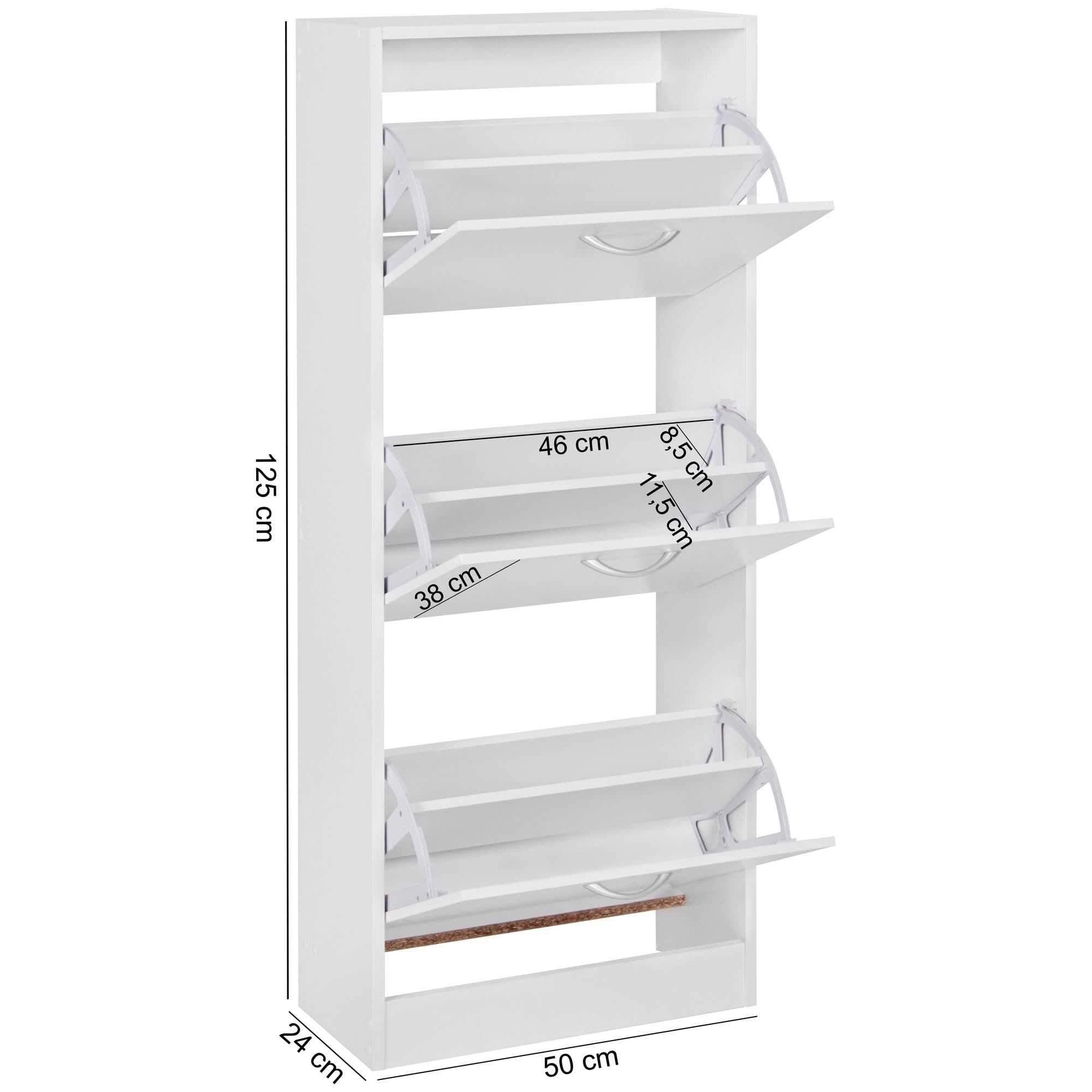 FineBuy Armadio per Scarpe Bianco 50x125x24 cm Legno Scarpiera da Interno | Armadio Piccolo da Ingresso Salvaspazio Moderna