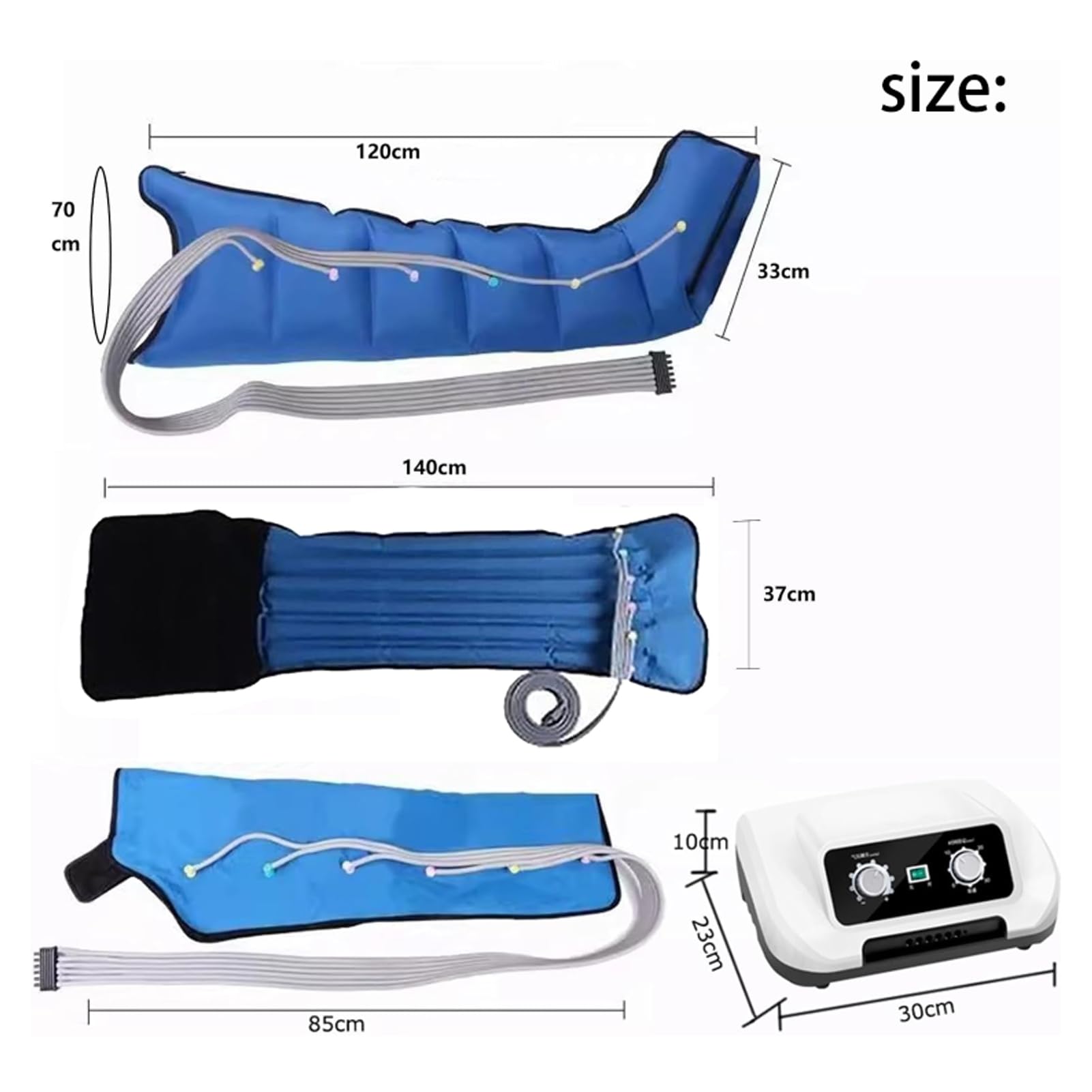 Buty ciśnieniowe na ramiona brzucha | L/XL PressotheRapie z 6 komorami | Obuwie ciśnieniowe do drenażu limfatycznego nóg Profesjonalny przyrząd kompresyjny do masażu nóg, ruch uliczny
