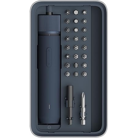 HOTO Electric Screwdriver Kit, 3.6V Cordless Screwdriver Set, Upgraded Capacity, Magnetic Case Lid, Mechanical Knob, 25 S2-steel Bits, 1500 mAh 800 Times, Manual & Electric, USB-C Charging, LED Light