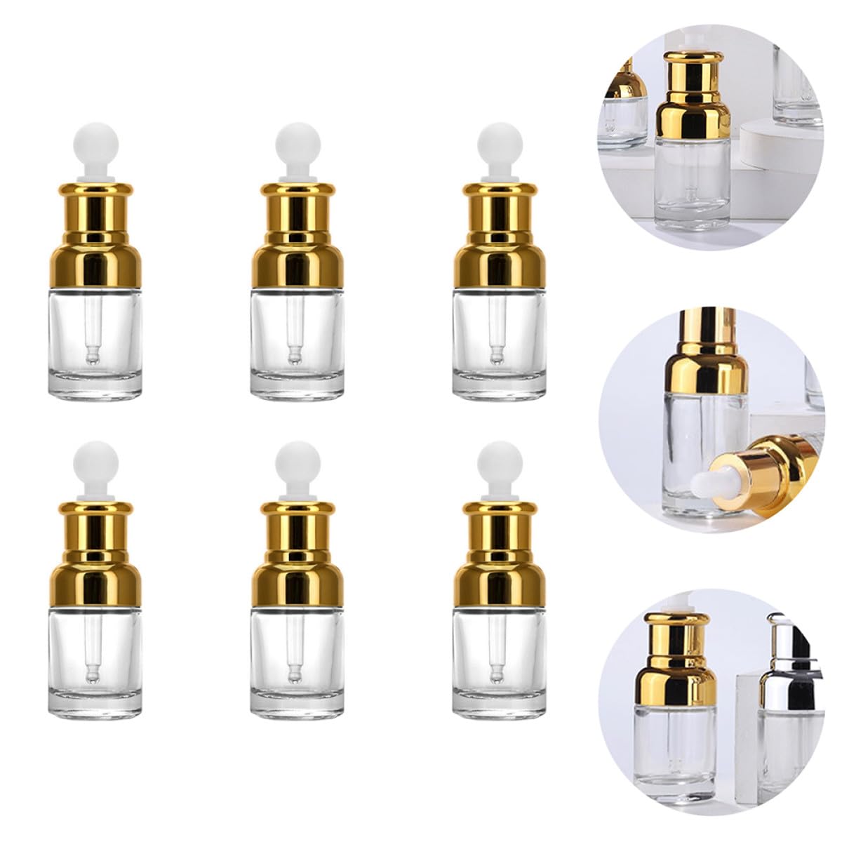 Aluminium Flacon Lot en Verre 30ml et Compte-gouttes, Vide 6 Pièces