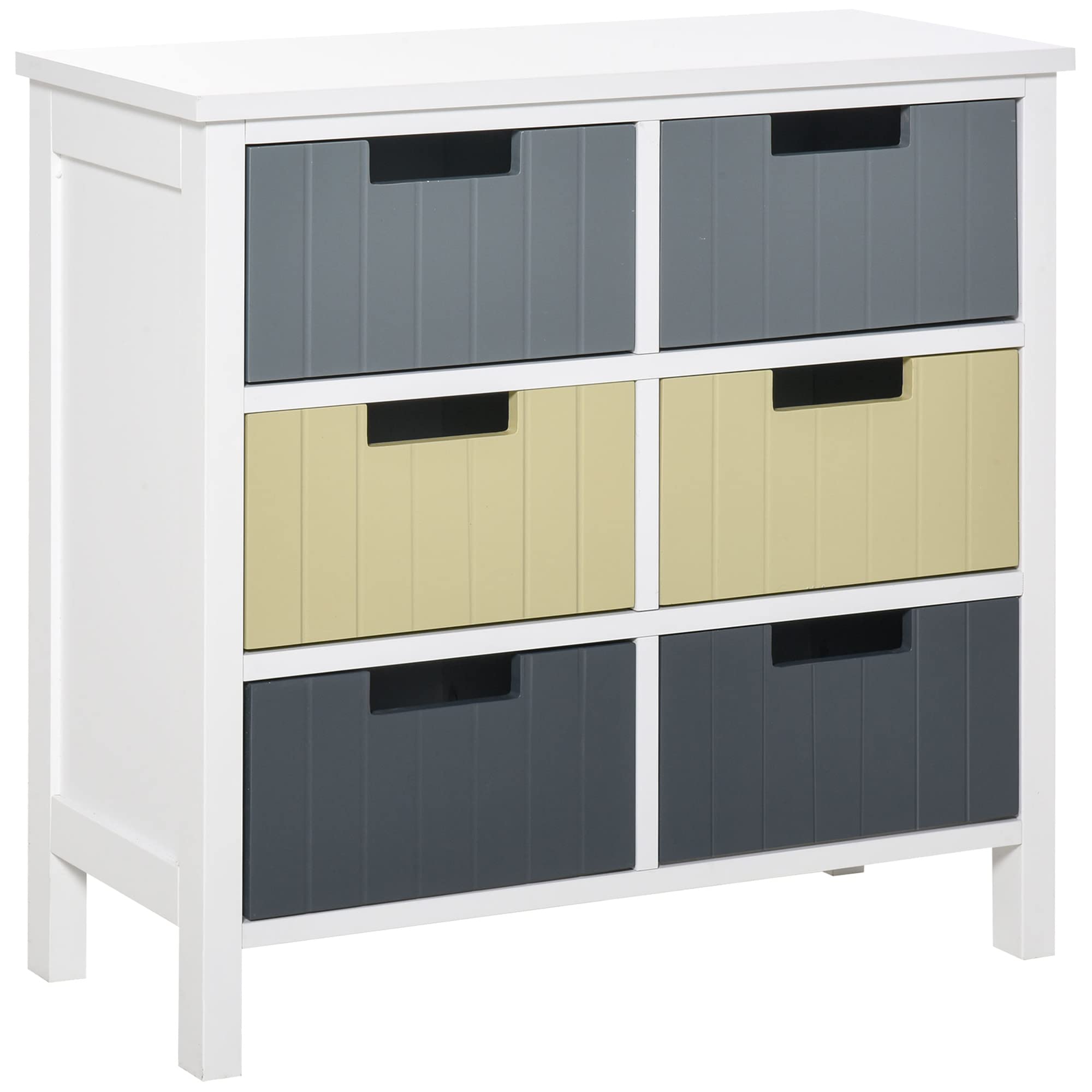 Homcom Simple Chest Of 6 Drawers Storage Cabinet For Dining & Living Room